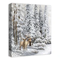 Snowy Forest Deer Canvas Wall Art