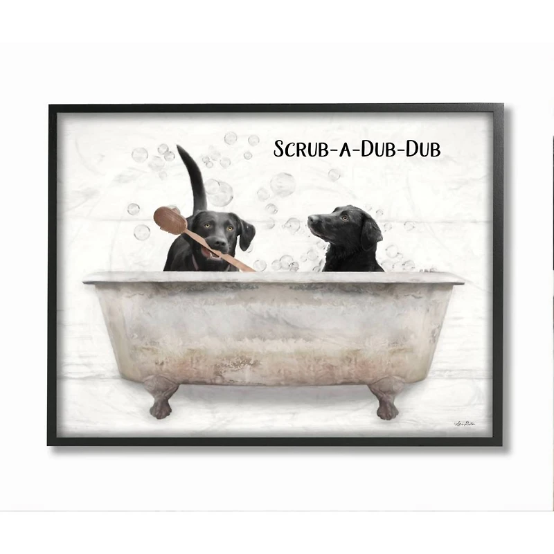 Stupell Industries Scrub a Dub Dub Quote Family Pet Dog Bath in Frame Wall Art