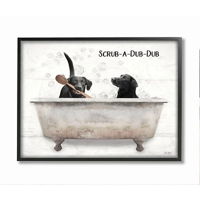 Stupell Industries Scrub a Dub Dub Quote Family Pet Dog Bath in Frame Wall Art