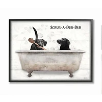 Stupell Industries Scrub a Dub Dub Quote Family Pet Dog Bath in Frame Wall Art