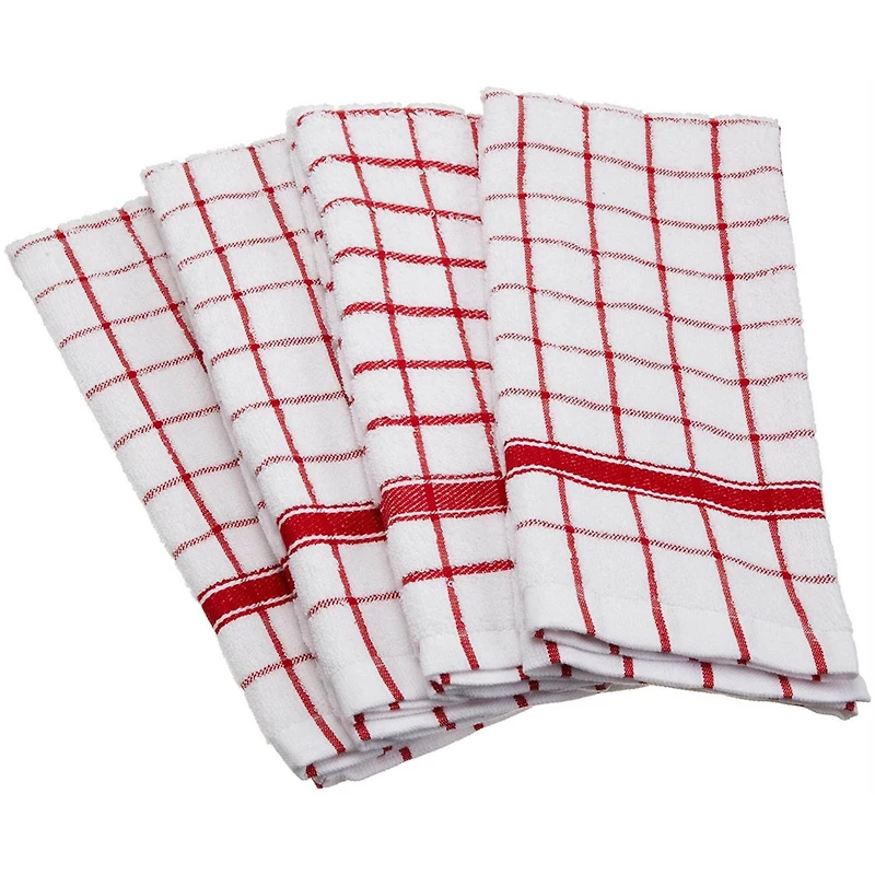 DII® Red Windowpane Terry Dishtowel, 4ct.