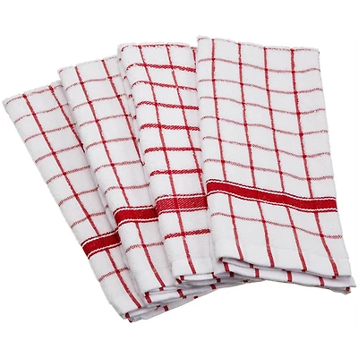 DII® Red Windowpane Terry Dishtowel, 4ct.