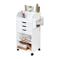 Honey Can Do 3-Drawer White Rolling Craft Cart with Drawers & Slotted Compartments
