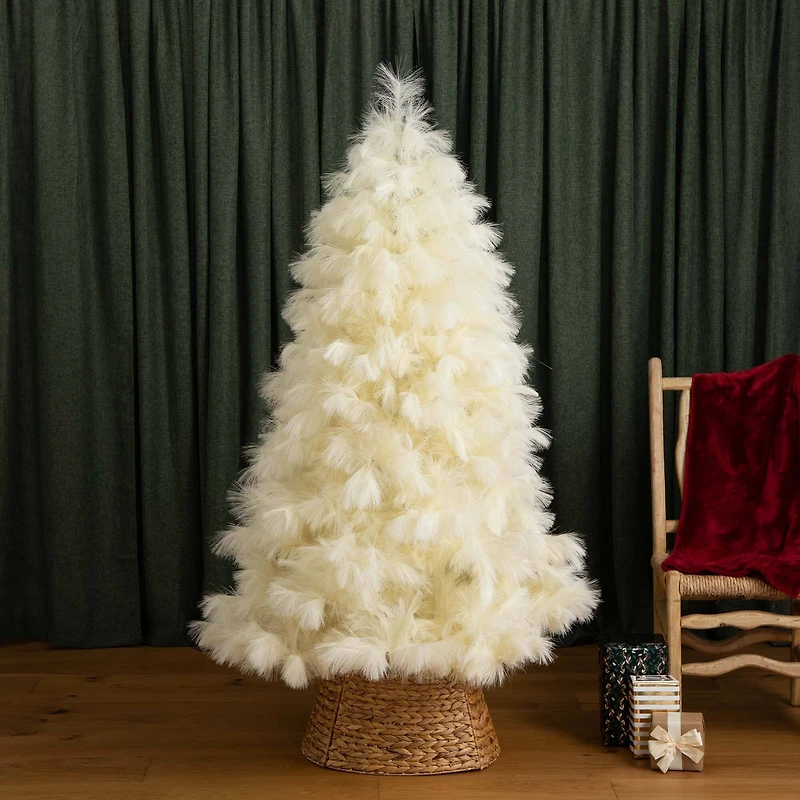 6ft. Unlit Off-White Pampas Grass Artificial Christmas Tree