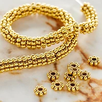 Gold Bumpy Metal Rondelle Beads, 6mm by Bead Landing™