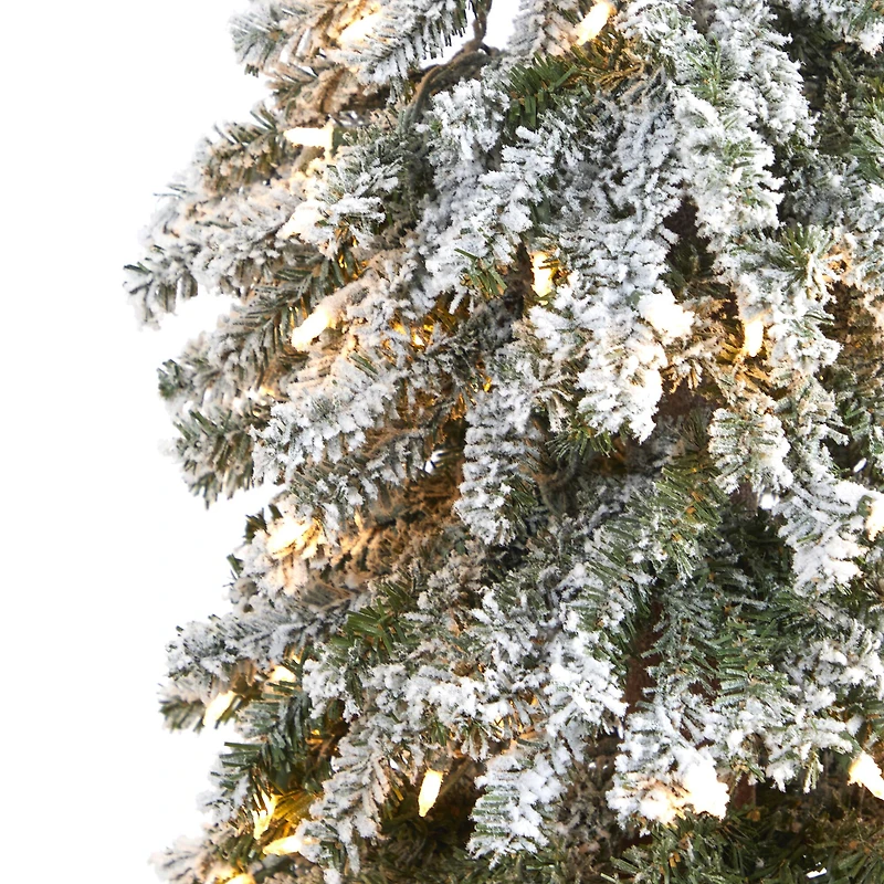 6ft. Pre-Lit Flocked Grand Alpine Artificial Christmas Tree, Clear LED Lights