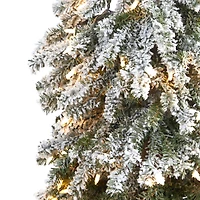 6ft. Pre-Lit Flocked Grand Alpine Artificial Christmas Tree, Clear LED Lights