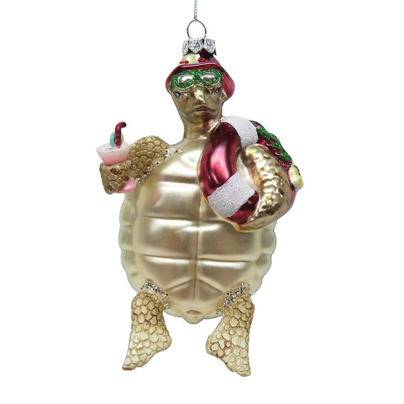 5.5" Beachy Glass Sea Turtle Ornament by Ashland®
