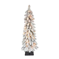 3ft. Pre-Lit Flocked Alpine Artificial Christmas Tree, Clear Lights