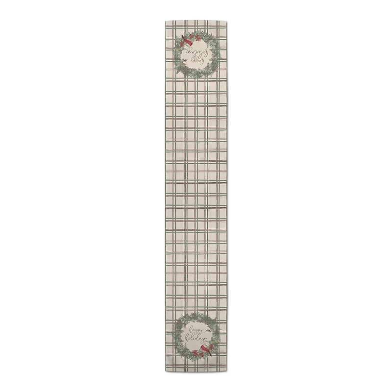 90" Happy Holidays Plaid Cotton Twill Runner