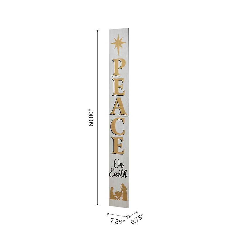 Glitzhome® 60'' PEACE Nativity Wooden Porch Sign