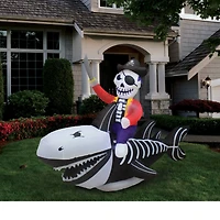 8ft. Inflatable Skeleton Shark & Pirate