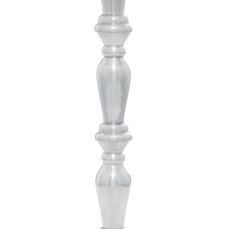 Silver Metal Traditional Candlestick Holders, 23" x 10" x 10"