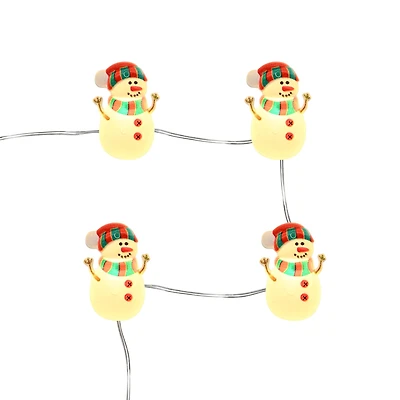 18ct. Warm White LED Snowman with Scarf String Lights on Silver Wire by Ashland®