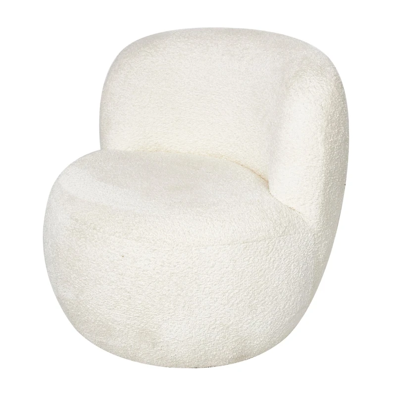 White Polyester Rounded Barrel Accent Chair