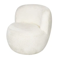 White Polyester Rounded Barrel Accent Chair