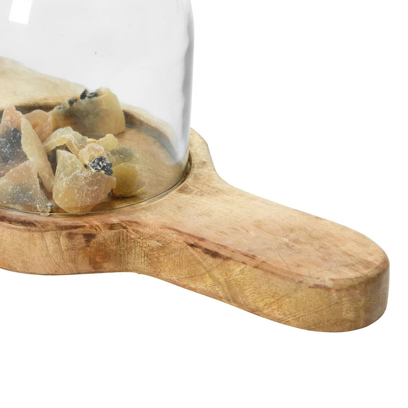 Hello Honey® Mango Wood Serving Tray with 3 Glass Cloches Set