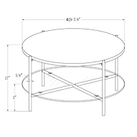 Faux White Marble, Glass & Gold Modern Round Coffee Table 