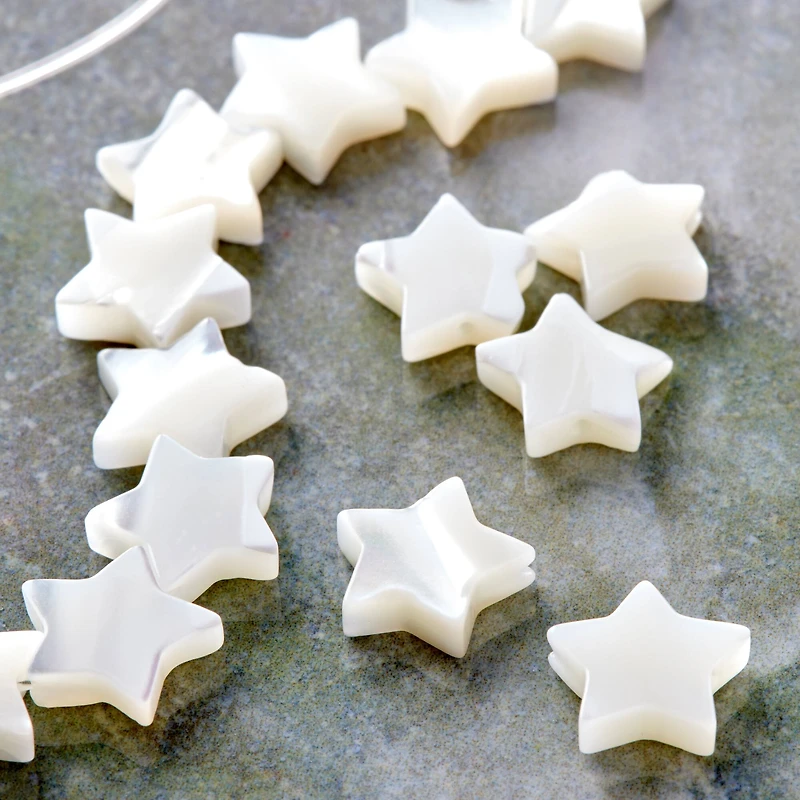 Natural White Shell Star Beads, 10mm by Bead Landing™