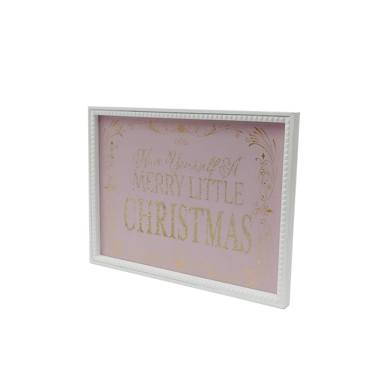15.75" Pink Merry Little Christmas Wall Sign in White Frame by Ashland®
