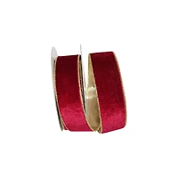 JAM Paper 1.5" x 10yd. Wine Wired Gold Back Plush Velvet Ribbon