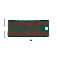 Hello Honey® 72" Green & Red Woven Cotton Table Runner with Stripes