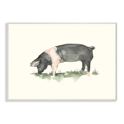 Stupell Industries Farm Pig Grazing in Field Hog Watercolor Wall Plaque