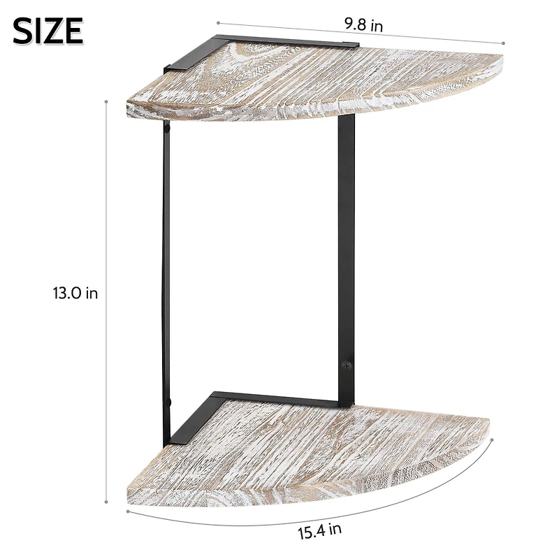 White 2-Tier Floating Corner Shelf