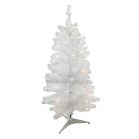 4ft. Pre-Lit White Slim Tinsel Artificial Christmas Tree, Clear Lights