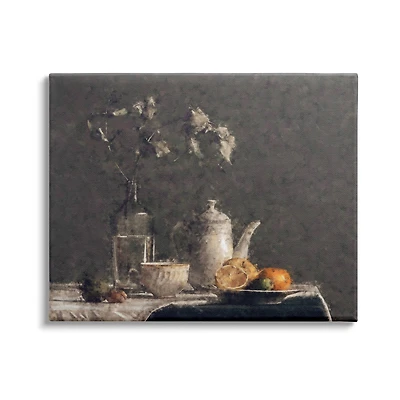 Stupell Industries Vintage Tabletop Still Life Plated Sliced Fruit Canvas Wall Art