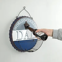 Glitzhome® 13" Father's Day Metal Bottle Cap Bottle Opener Wall Sign & Organizer