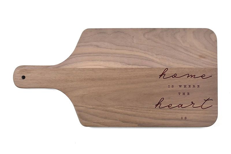 Home is Where the Heart Is 17" x 8" Walnut Paddle Cutting Board