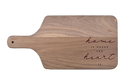 Home is Where the Heart Is 17" x 8" Walnut Paddle Cutting Board