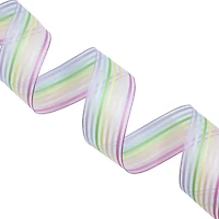 1.5" x 3yd. Pastel Rainbow Striped Wired Sheer Ribbon by Celebrate It™ 360°™