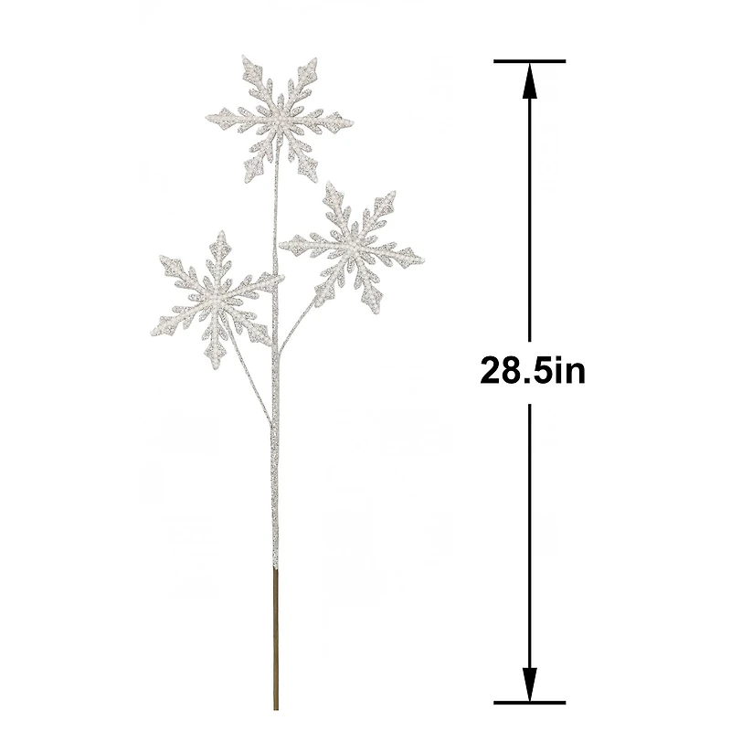 28.5" Silver Glittered Snowflake with Pearls Stem by Ashland®