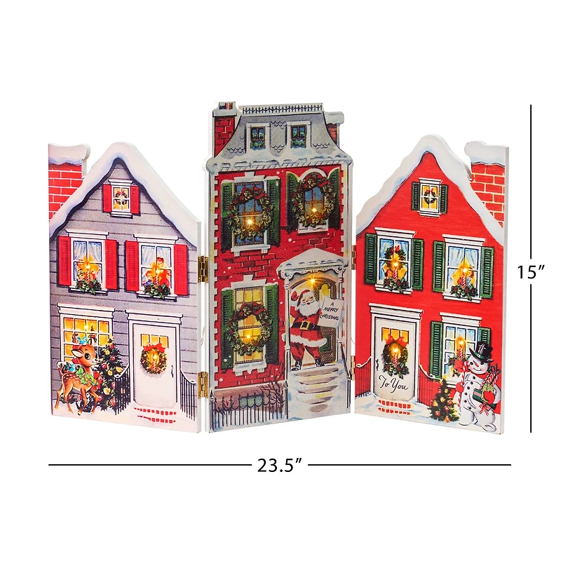 15" Village LED Illuminated Folding Scene