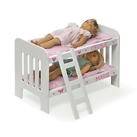 Badger Basket Pink & White Doll Bunk Bed with Bedding & Ladder