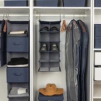 Household Essentials Denim 27" Cotton Blend & Plastic 10 Shelf Closet Shoe Organizer