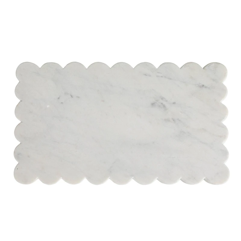 Hello Honey® 14" White Marble Cheese Board with Scalloped Edge