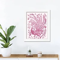 Drawn Peacock 11" x 14" White Framed Print Under Plexiglass