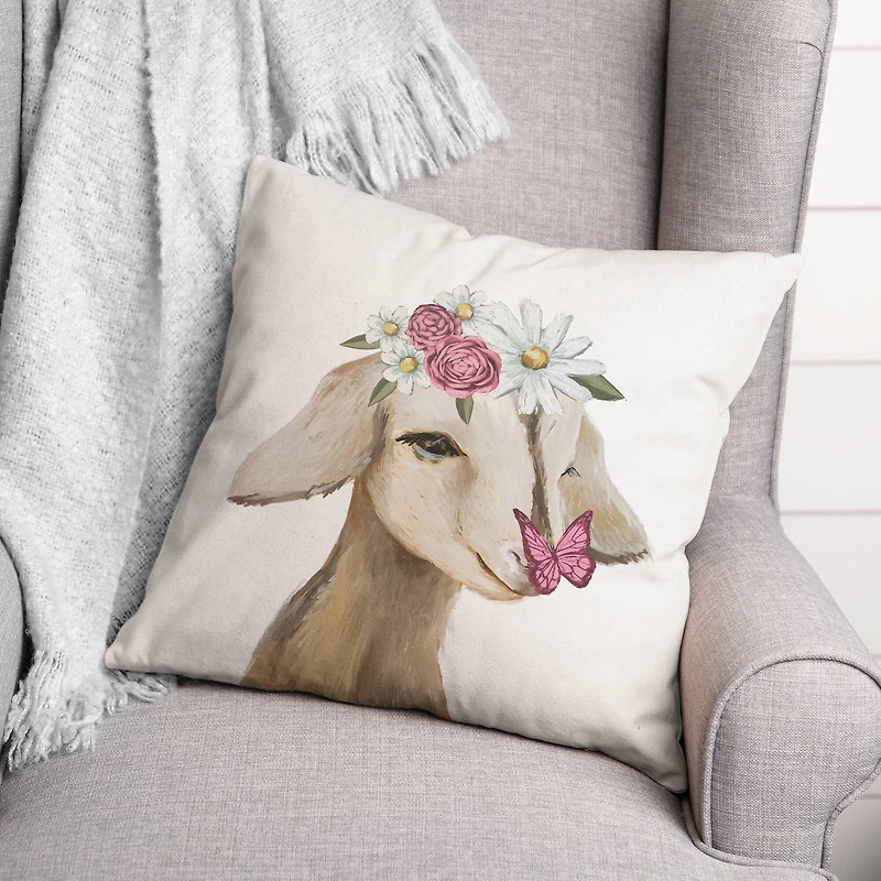 Cute Baby Goat 18" x 18" Indoor/Outdoor Pillow