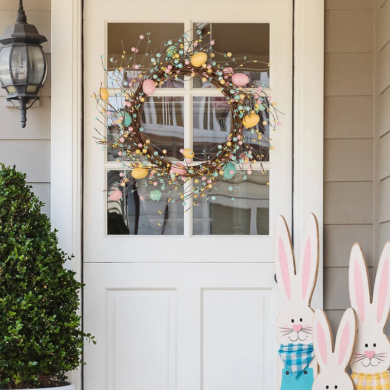 Glitzhome® 22" Pastel Easter Egg Wreath