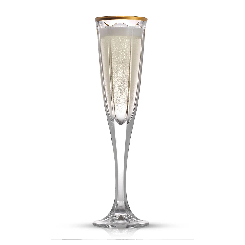 JoyJolt® 4.3oz. Gold Rimmed Windsor Crystal Champagne Flutes, 2ct.