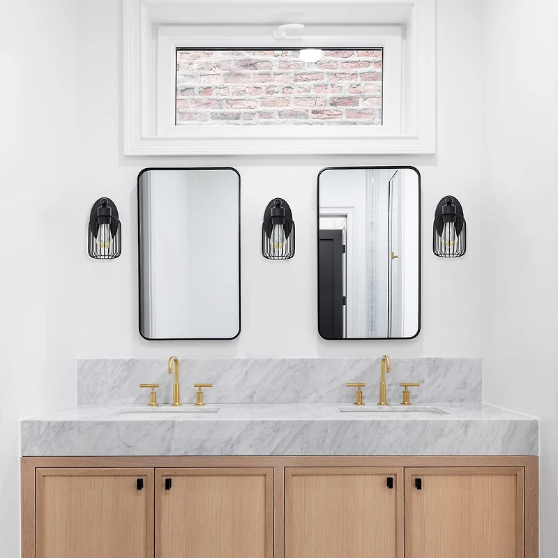 Lalia Home Ironhouse 10.5" Black Cage Wall Sconce