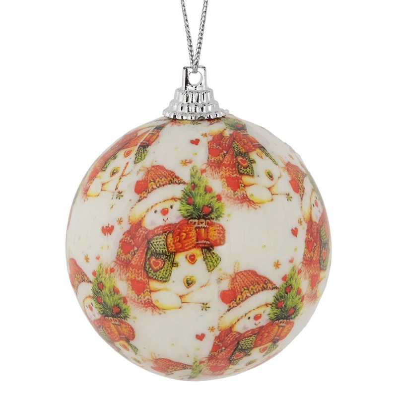 14ct. Snowman Decoupage Christmas Plastic Ball Ornaments