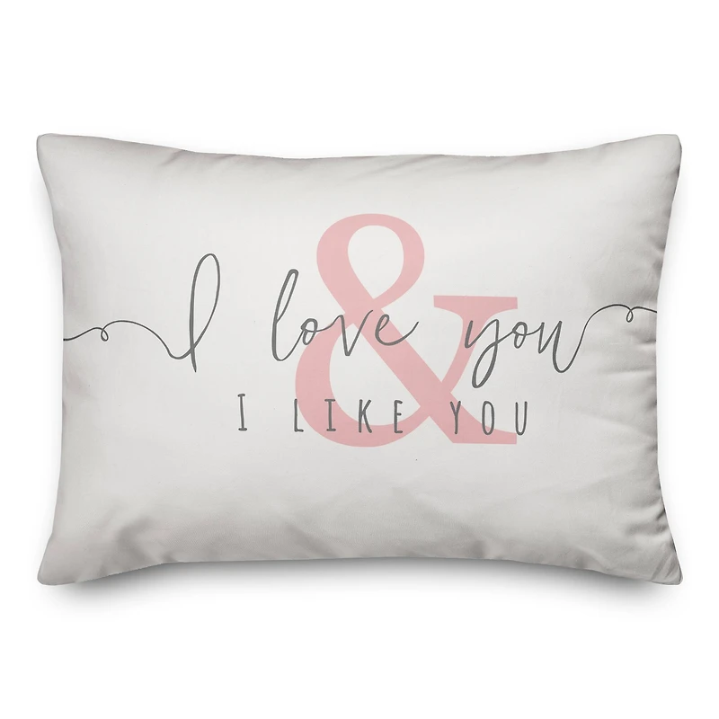 I Love You & I Like You Pink Throw Pillow