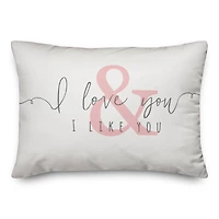 I Love You & I Like You Pink Throw Pillow