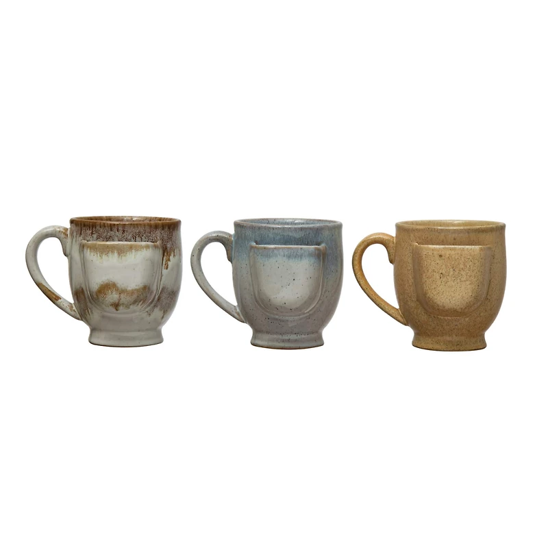 Hello Honey® Reactive Glaze Stoneware Mugs with Tea Bag Holders Set