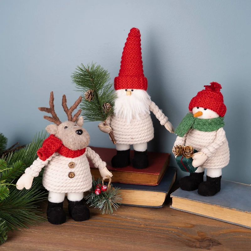 Plush Holiday Characters Tabletop Décor Set, 8", 9" & 10.5"