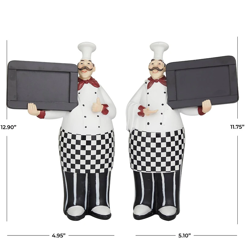 Polystone Chef with Horizontal Chalkboard Sign Set